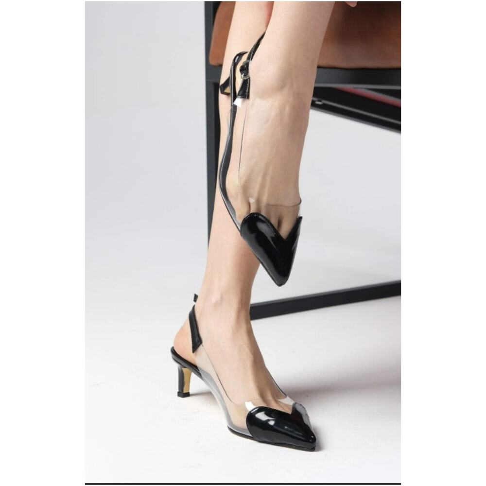 A New Day Eleanor Heels WMNS Black Nude Slingback Kitten Office Siren QuietLux